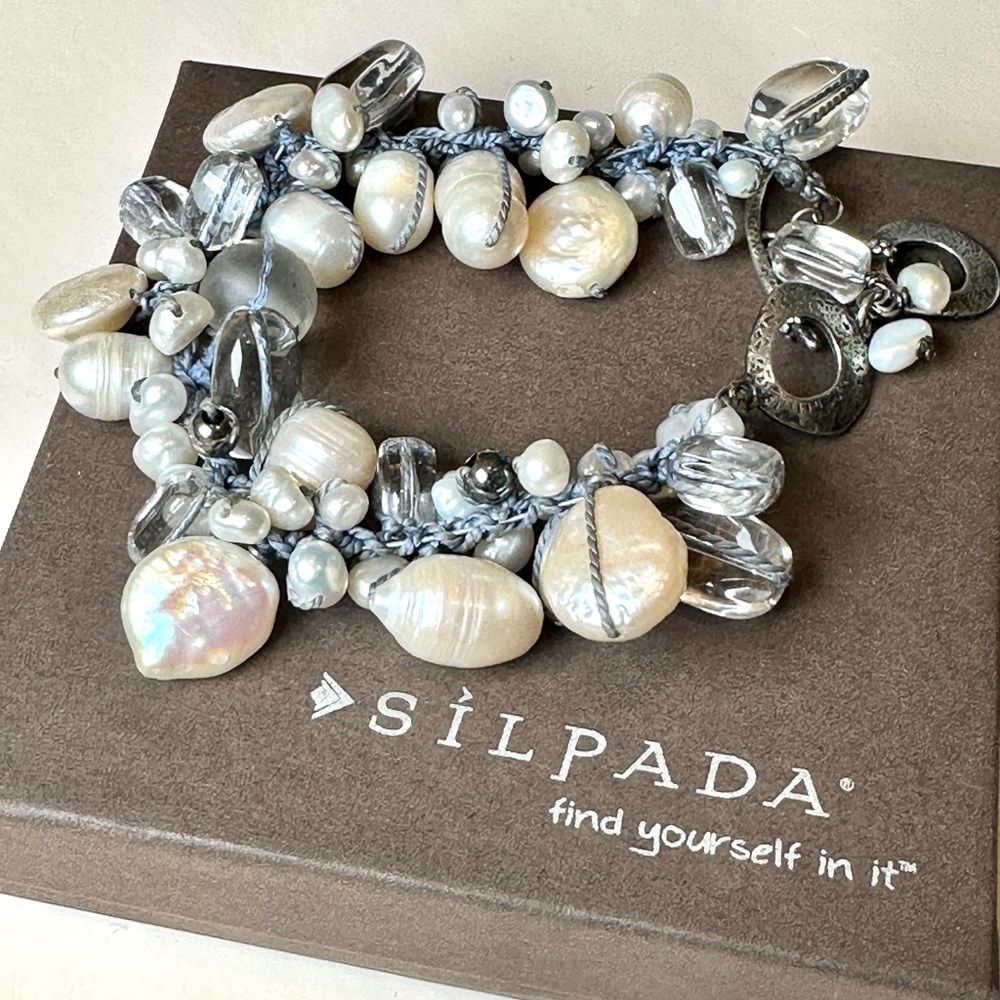 Silpada Designs .925 Sterling Silver, Pearl, Quartz & Glass Bracelet
